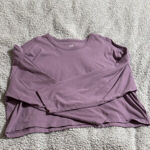GAP Lavender Cropped Long Sleeve Shirt